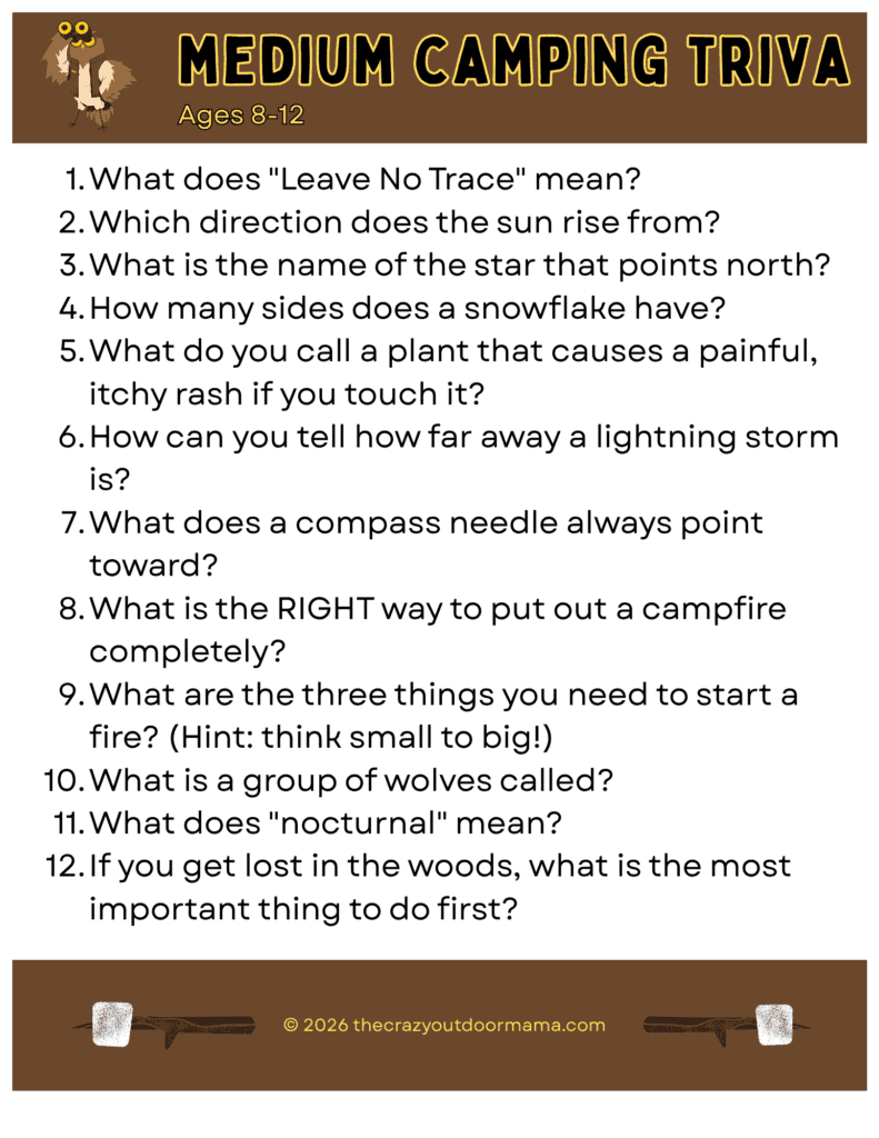 printable with medium camping trivia questions for ages 4-7