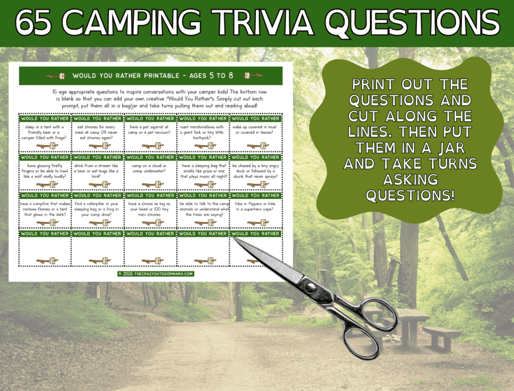 how to print and create camping trivia game